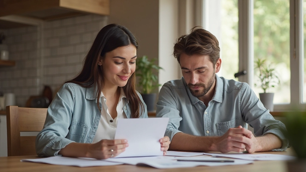 Пара обсуждает семейный бюджет за столом дома