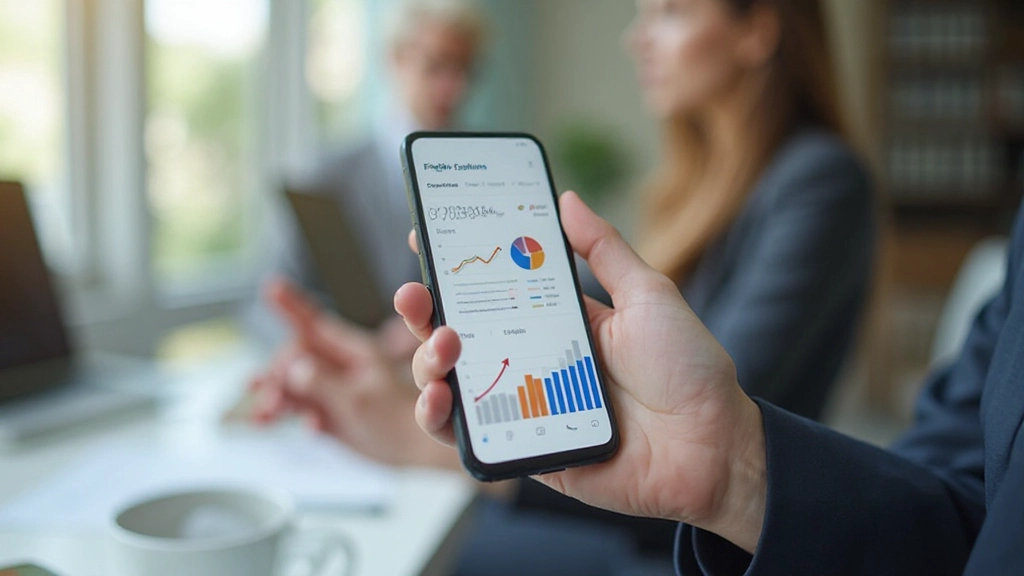 Смартфон с приложением для управления финансами на экране